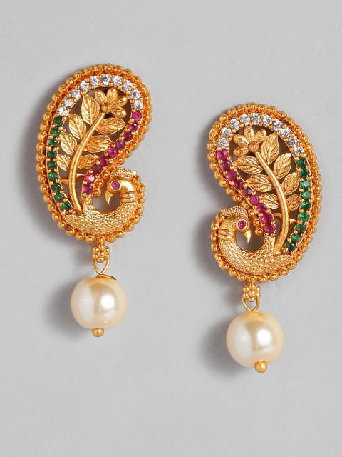 

Anouk White & Gold-Plated Peacock Shaped Studs