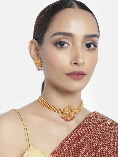 

Anouk Fuchsia Gold-Plated Beaded Jewellery Set
