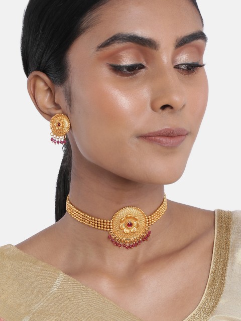 

Anouk Gold-Plated & Pink Stone-Studded Beaded Jewellery Set