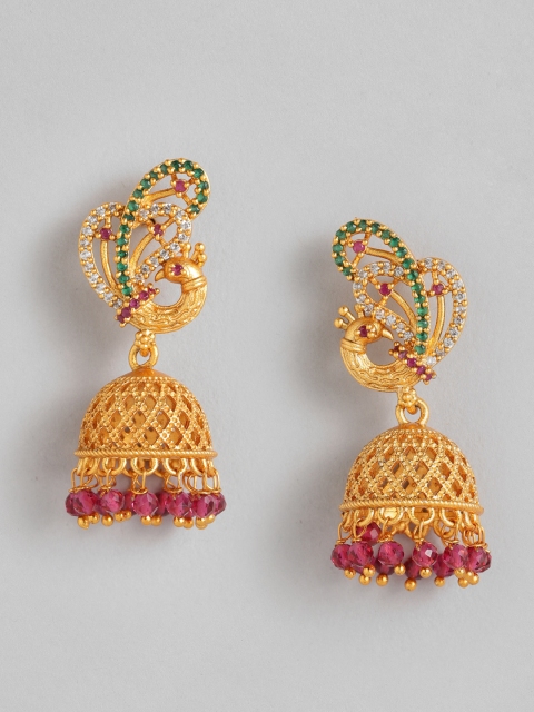 

Anouk Gold-Toned & Pink Dome Shaped Jhumkas Earrings