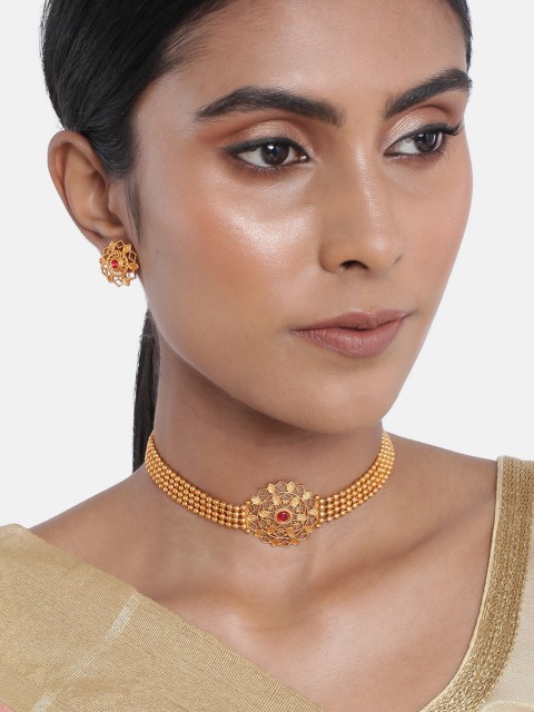 

Anouk Gold-Plated & Pink Beaded Jewellery Set