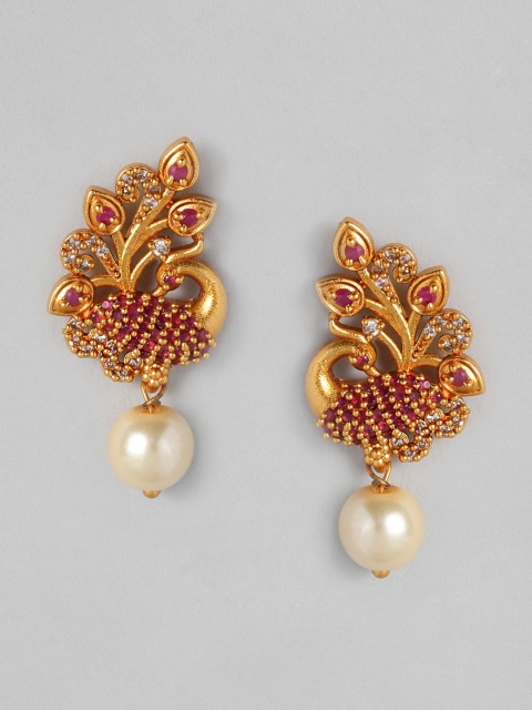 

Anouk Gold-Plated Red Peacock Shaped Drop Earrings