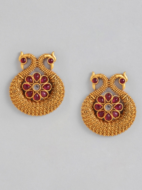 

Anouk Gold-Plated & Magenta Peacock Shaped Studs