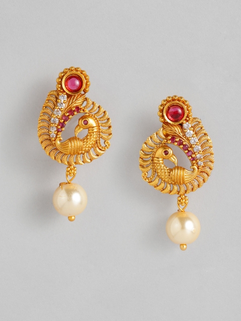 

Anouk Fuchsia Gold-Plated Peacock Shaped Drop Earrings