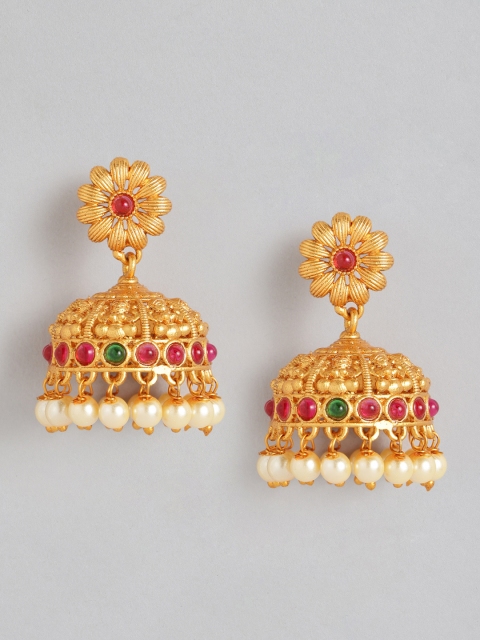 

Anouk Gold-Plated & Pink Dome Shaped Jhumkas