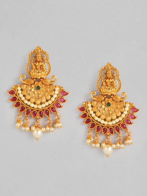 

Anouk Gold-Plated & Red Classic Temple Drop Earrings