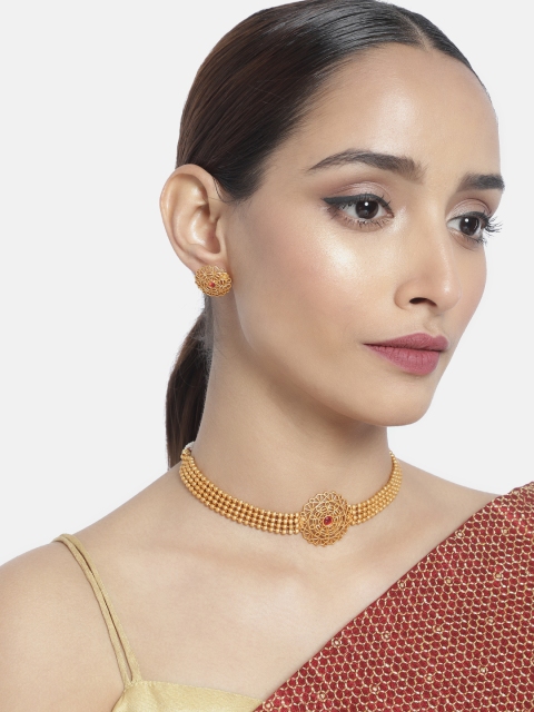 

Anouk Fuchsia Gold-Plated Beaded Jewellery Set