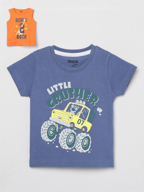 

max Boys Blue & Orange Set of 2 T-Shirts