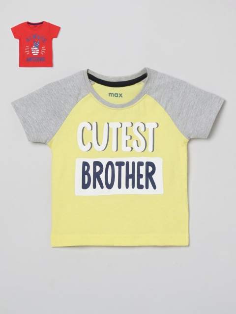 

max Boys Pack of 2 Multicolored Printed Regular Cotton T-shirts, Multi