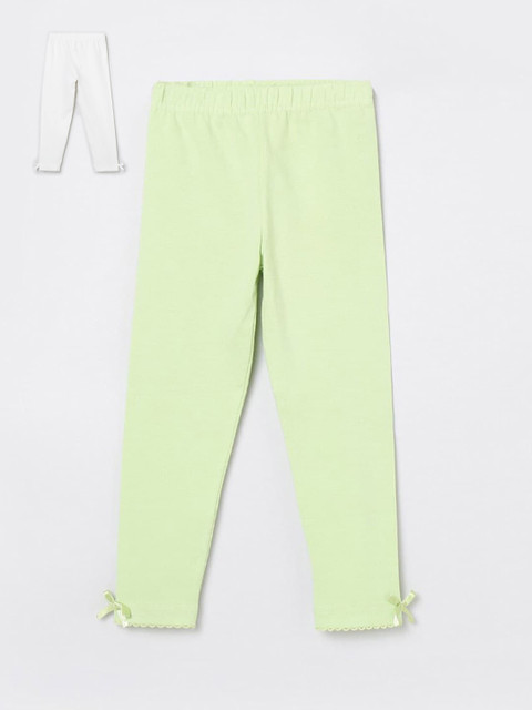 

max Girls Pack Of 2 Lime Green & White Leggings