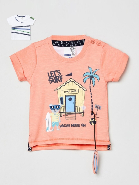 

max Boys Pack of 2 Multicolored Printed Regular Cotton T-shirts, Multi