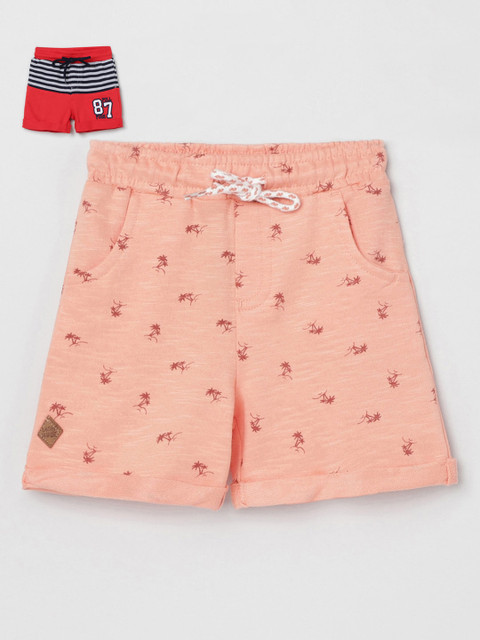 

max Kids Boys Set of 2 Peach & Red Printed Shorts