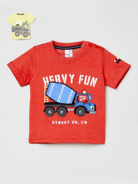 

max Boys Pack Of 2 Yellow & Red Printed T-shirts