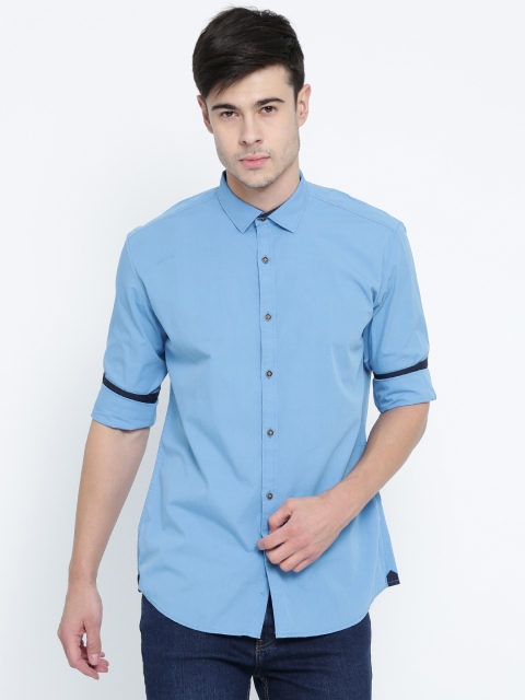 

British Club Men Blue Slim Fit Casual Shirt