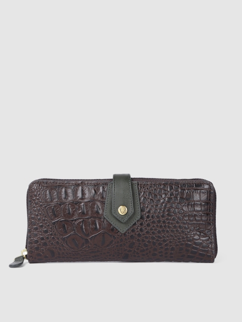 

Hidesign Women Brown Animal Textured Leather Zip Around Wallet