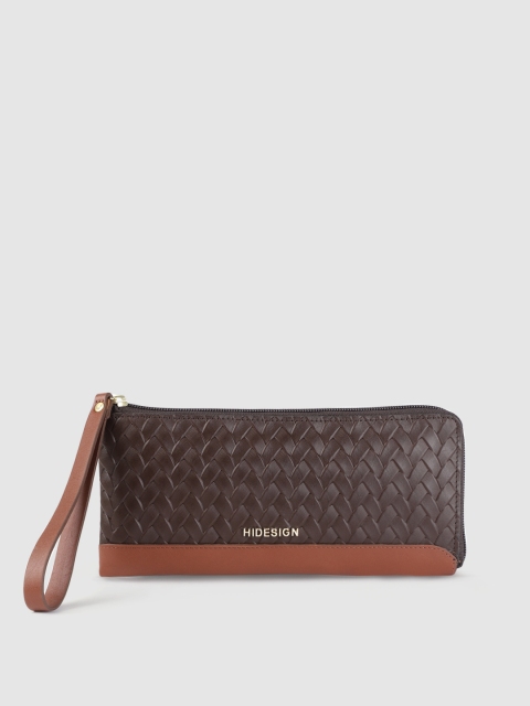 

Hidesign Women Brown Textured Leather Zip Around Wallet