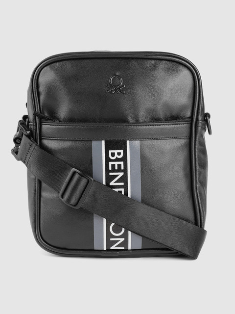 

United Colors of Benetton Unisex Black Brand Logo Print Messenger Bag