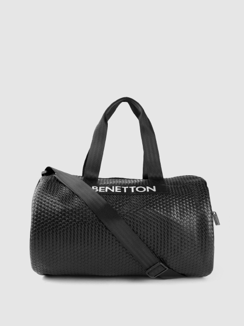 

United Colors of Benetton Unisex Black Basket Weave Textured Duffel Bag 25 L