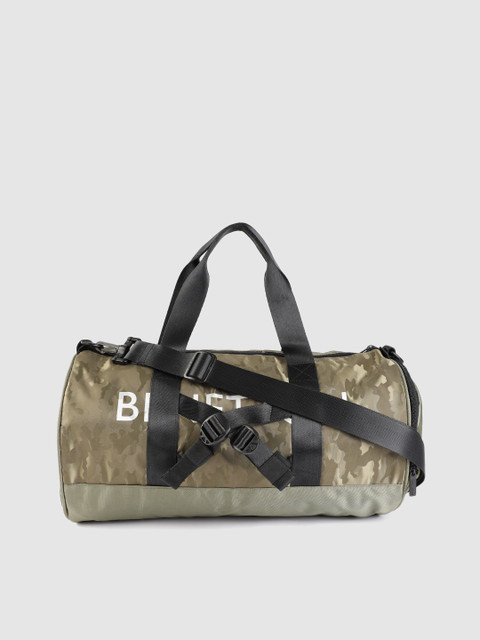 

United Colors of Benetton Unisex Olive Green Camouflage Pattern Gym Duffel Bag -26 Litres