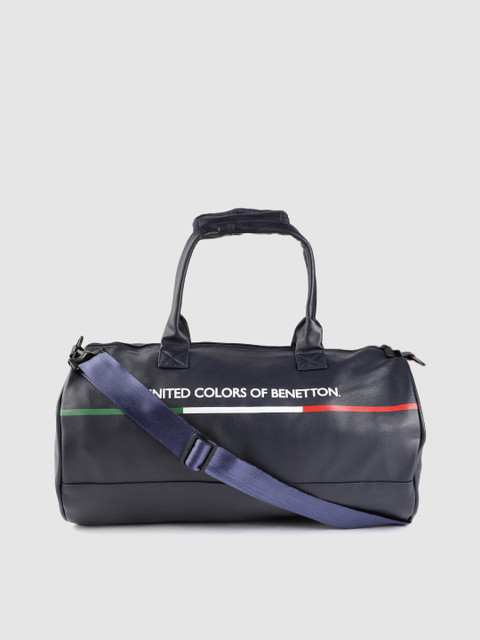 

United Colors of Benetton Unisex Navy Blue & White Brand Logo Print Gym Duffle Bag
