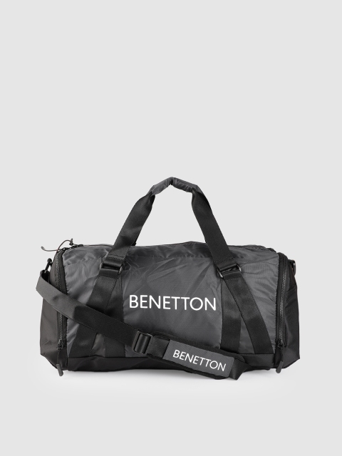 

United Colors of Benetton Unisex Charcoal Grey & Black Brand Logo Duffel Bag - 39.2 Litres