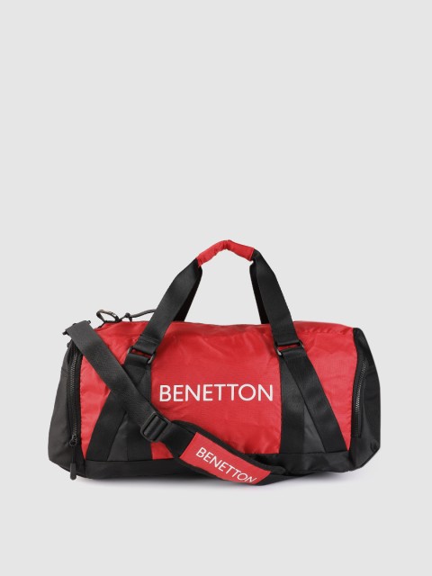 

United Colors of Benetton Unisex Red & Black Brand Logo Print Duffel Bag - 39.2 Litres