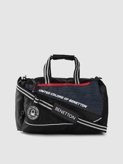 

United Colors of Benetton Unisex Black & Navy Blue Brand Logo Duffel Bag - 39.2 Litres