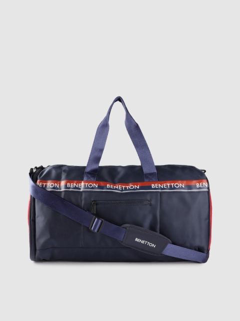 

United Colors of Benetton Unisex Navy Blue & Red Solid Duffel Bag - 44 Litres