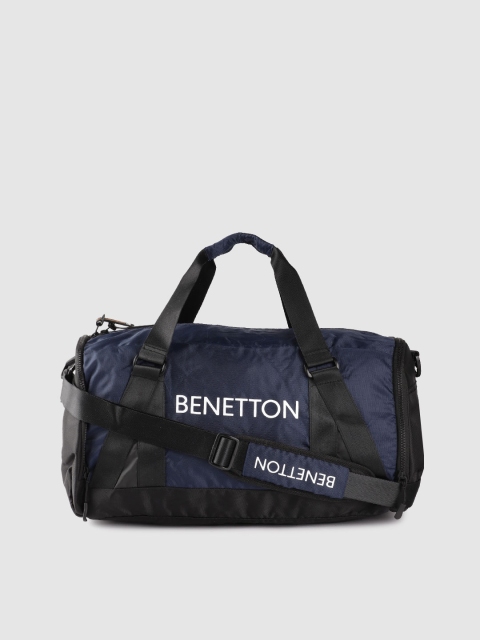 

United Colors of Benetton Unisex Navy Blue & White Brand Logo Print 39 Litres Duffle Bag