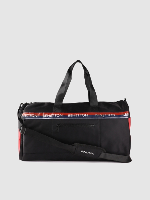 

United Colors of Benetton Unisex Black & Red Solid Duffel Bag - 44 Litres