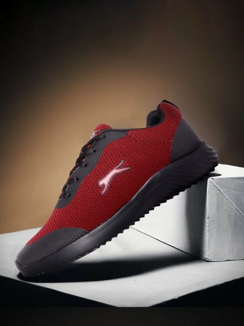 

Slazenger Men Burgundy & Black Woven Design Running Shoes
