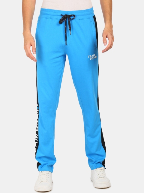 

U.S. Polo Assn. Men Blue Solid Straight-Fit Track Pants
