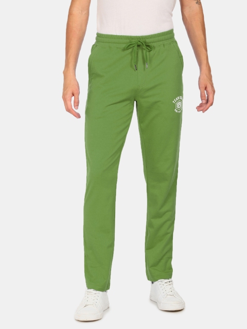 

U.S. Polo Assn. Men Green Solid Straight-Fit Track Pants