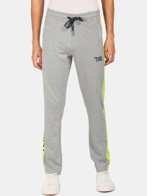 

U.S. Polo Assn. Men Grey Solid Straight-Fit Track Pants