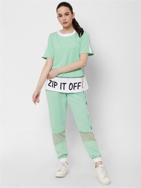 

Twenty3 Women Sea Green Printed T-shirt with Trousers
