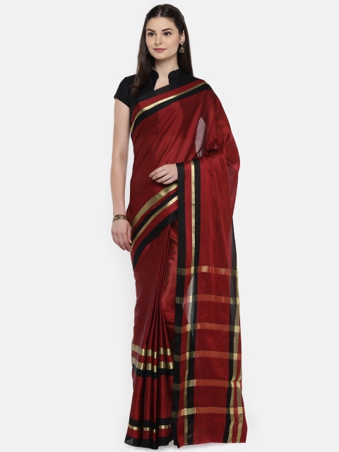 

Mitera Maroon & Black Zari Saree