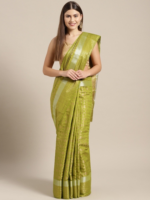 

Mitera Green & Gold-Toned Ethnic Motifs Zari Art Silk Mysore Silk Saree