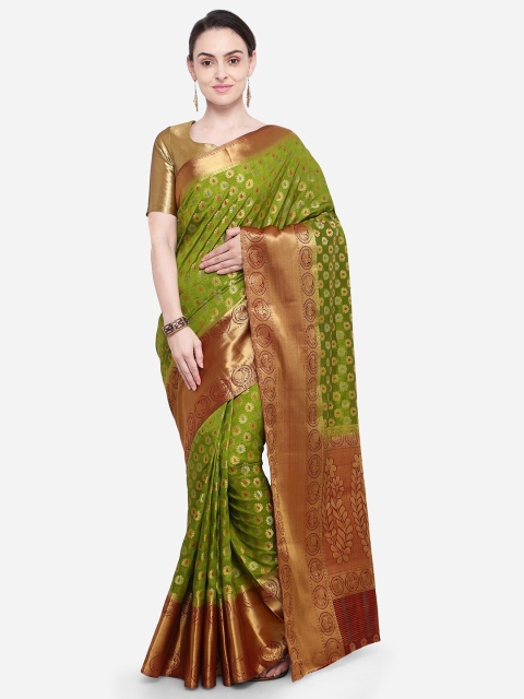 

Mitera Green & Red Woven Design Zari Art Silk Heavy Work Kanjeevaram Saree