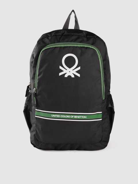 

United Colors of Benetton Unisex Black & White Brand Logo Print 15 Inch Laptop Backpack