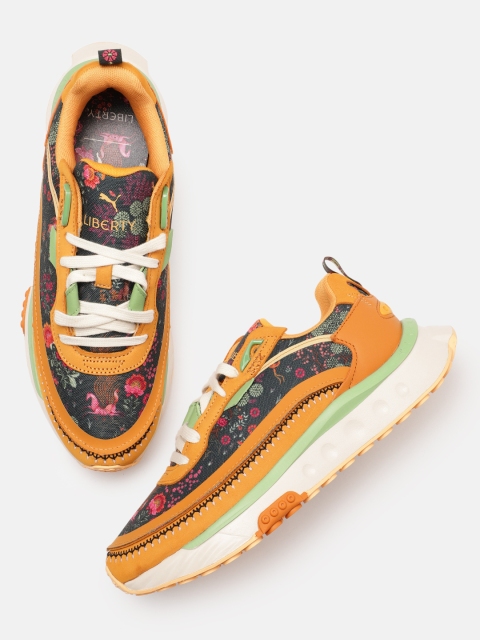 

PUMA x LIBERTY Women Navy Blue & Mustard Yellow Wild Rider Printed Sneakers