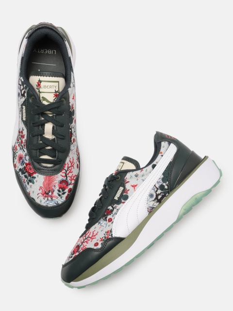 

PUMA Women White & Green Cruise Rider NU Liberty Printed Sneakers