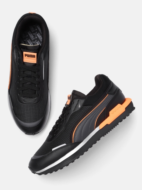 

Puma Unisex Black City Rider Ripstop Checked Sneakers