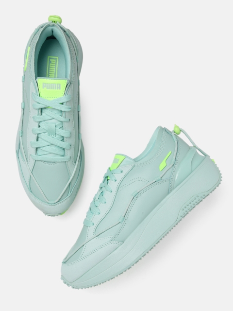 

Puma Women Green Cruise Rider Lace Mono Leather Sneakers