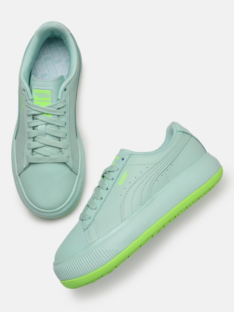 

Puma Women Mint Green Solid Suede Mayu Mono Leather Sneakers