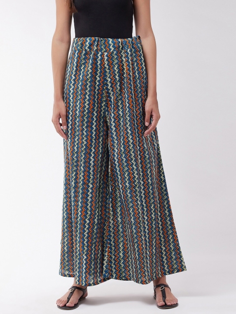 

InWeave Women Blue & Orange Printed Flared Palazzos