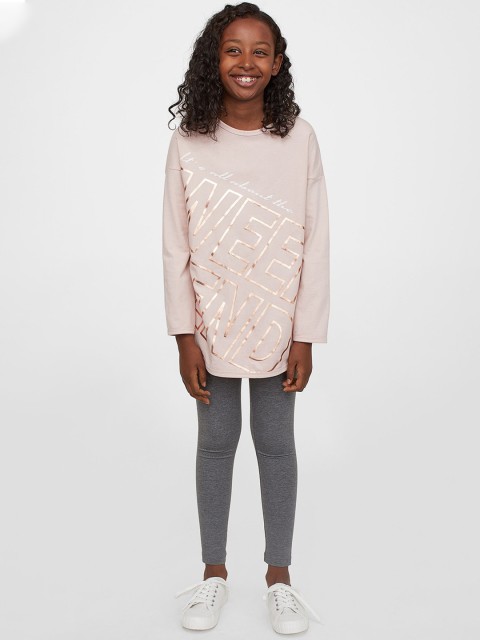 

H&M Girls Peach & Grey 2-Piece Printed Set