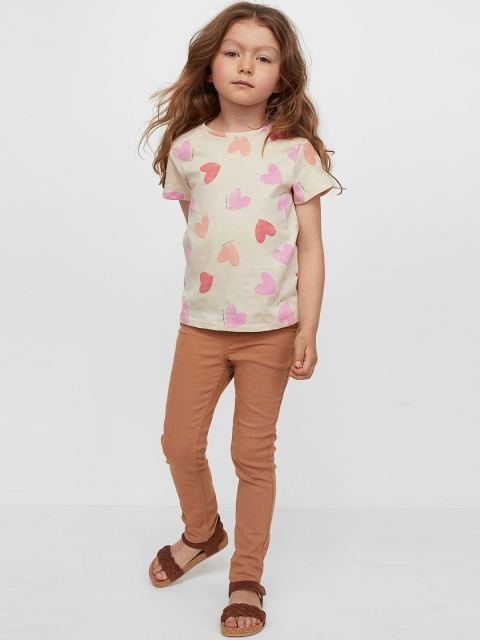 

H&M Girls Beige Solid Jeggings