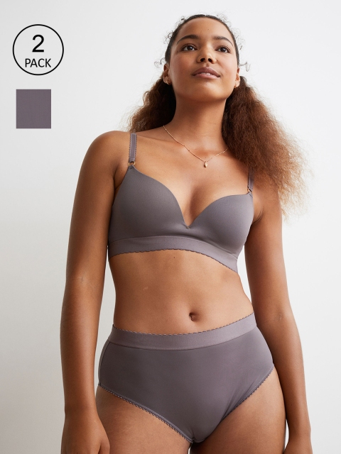 

H&M Women 2-Pack Brazilian Briefs, Grey