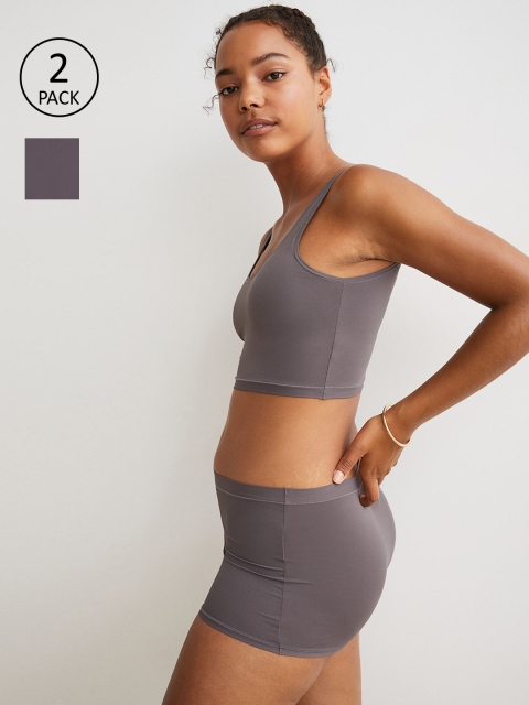 

H&M Women Pack of 2 Grey Solid Shortie Briefs