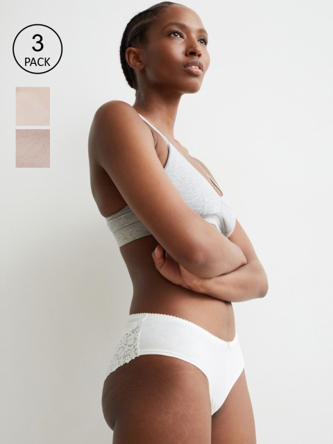 

H&M Woman 3-pack cotton hipster briefs, White